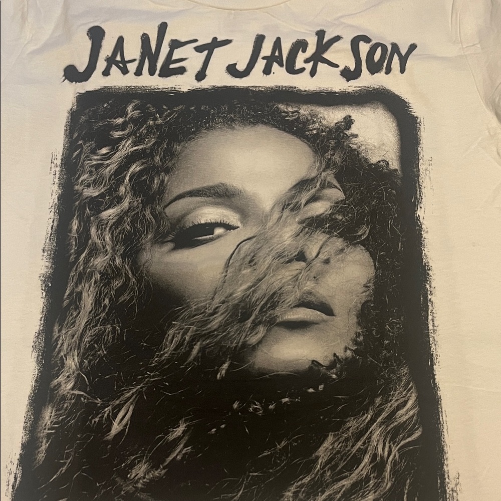 Janet Jackson Graphic Tee in Black and Cream